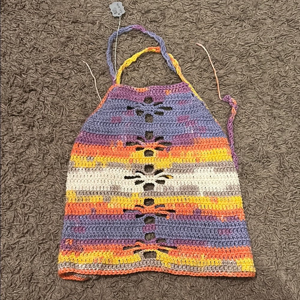 Multicolor Crochet Halter Top
